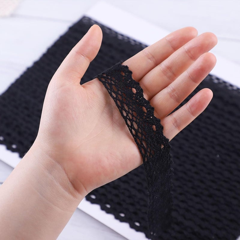 DYSHIPEN 20 Yards x 1 Inch Lace Ribbon Vintage Lace Trim Crochet Cotton Lace Edge for Christmas Package DIY Sewing Wedding Bridal Dress,Costume,Crafts and Sewing (Black) - Image 4